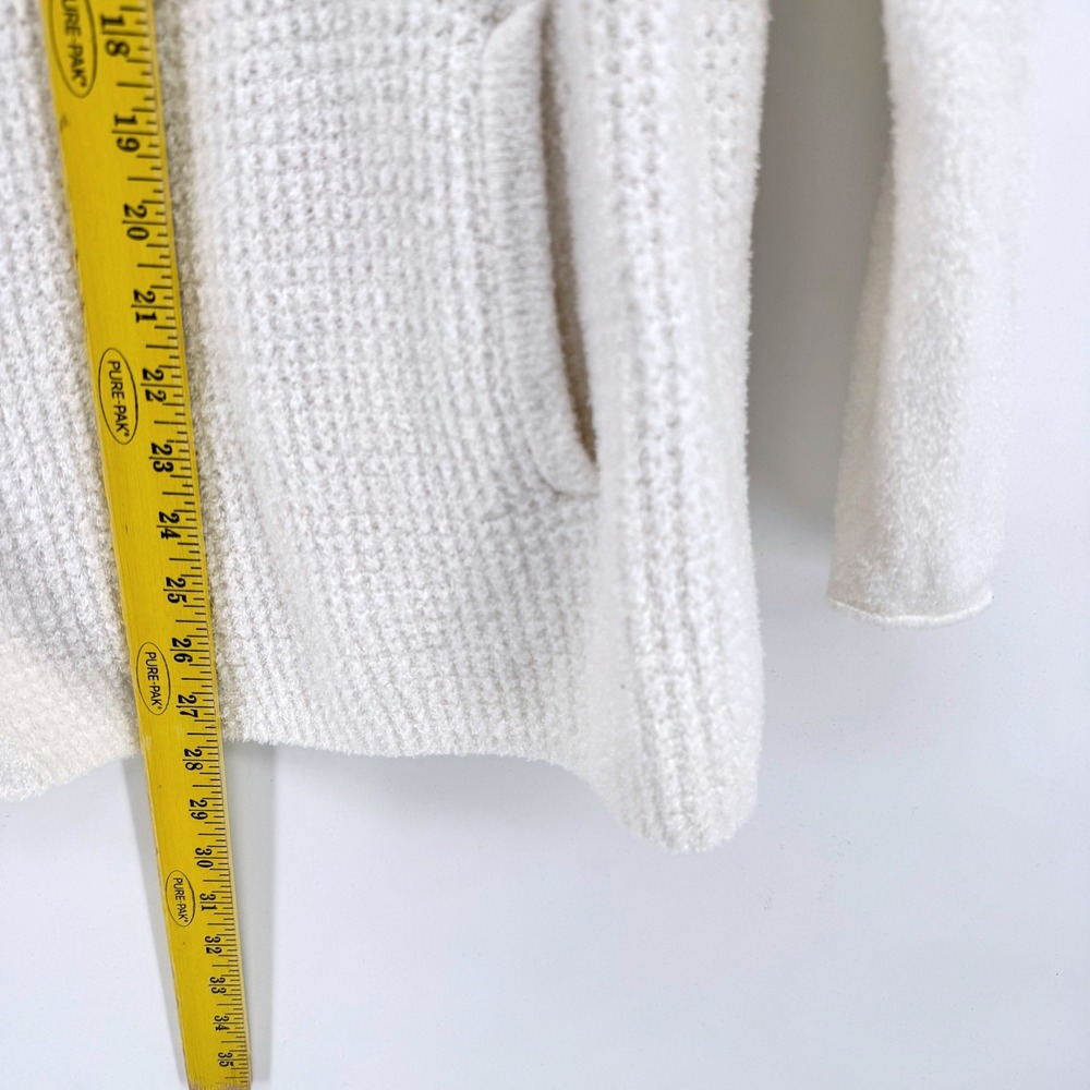 Barefoot Dreams Cardigan Large Cream White CozyChic Lite Montecito 485 Waffle - Picture 5 of 7